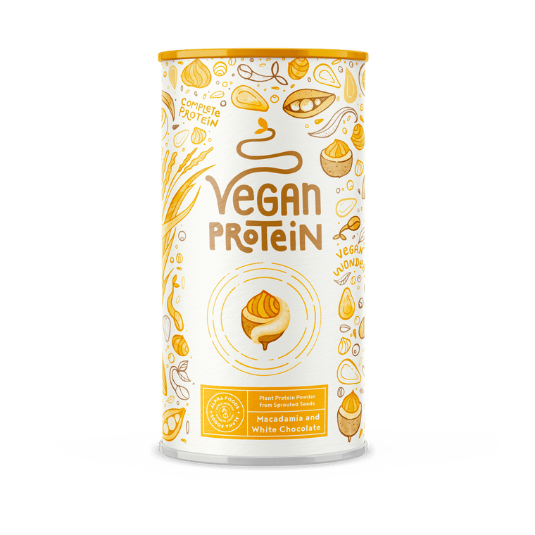 Proteína vegana en polvo - Chocolate blanco y Macadamia