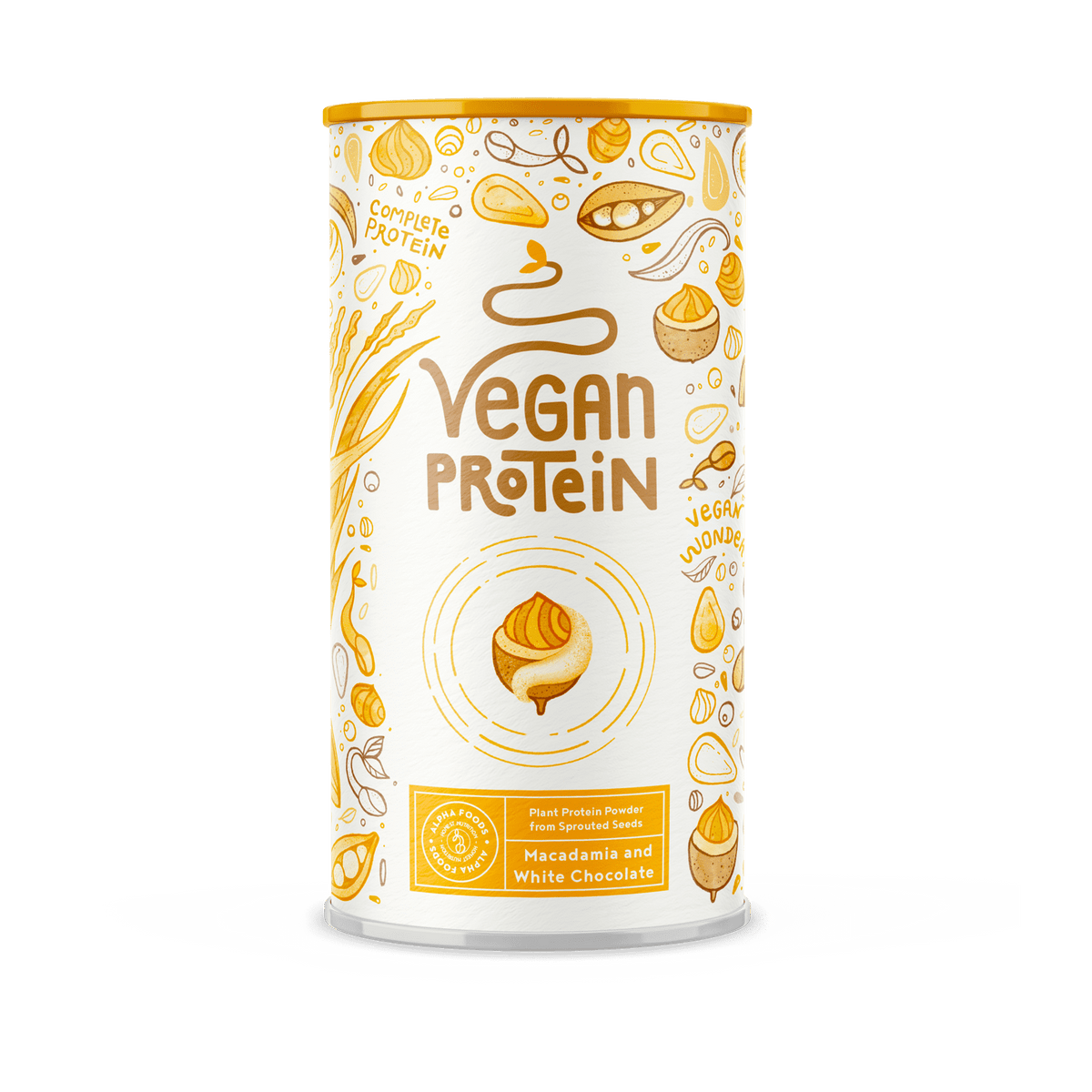 Proteína vegana en polvo - Chocolate blanco y Macadamia